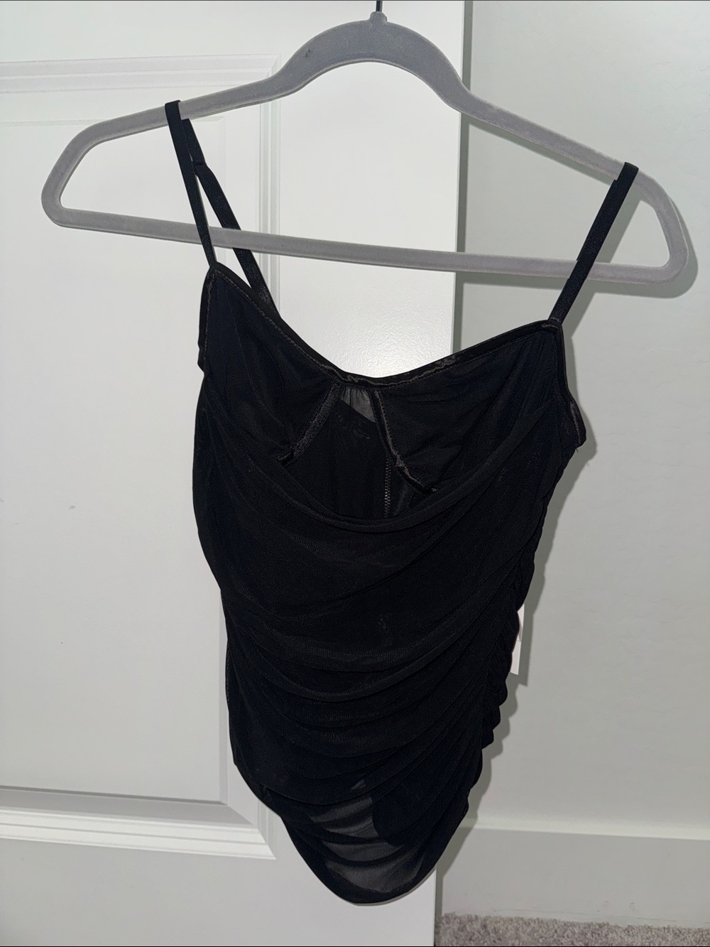 Zara NWT black mesh corset top